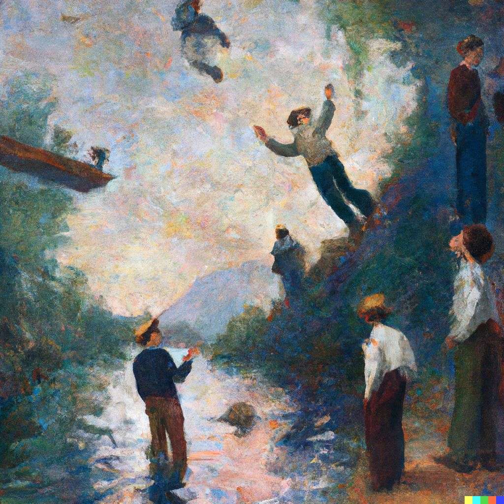 the discovery of gravity, painting by Claude Monet